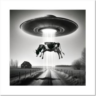 UFO Cow Abduction Posters and Art